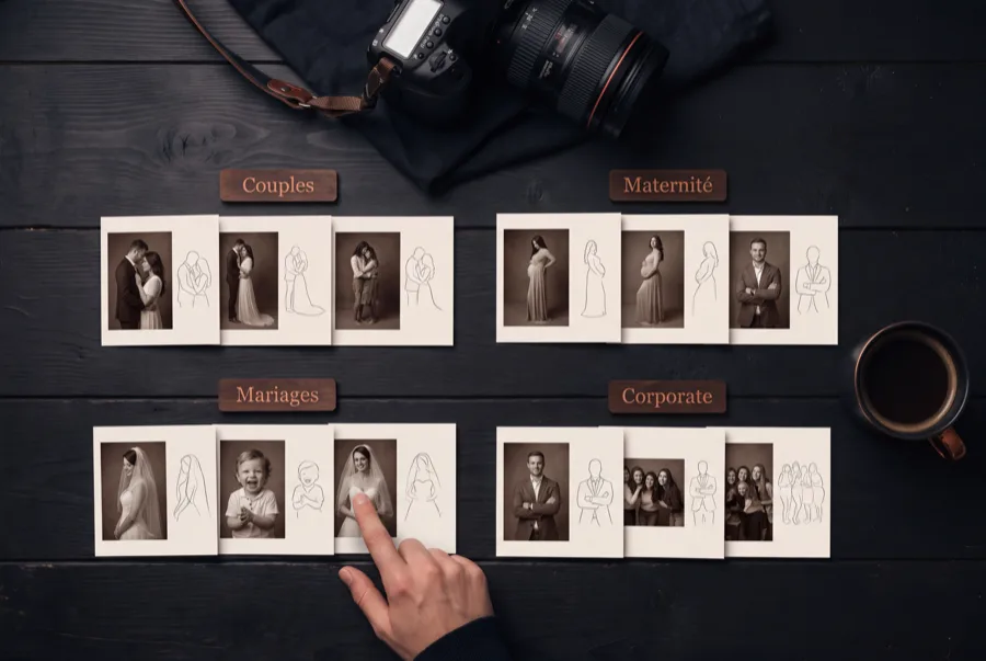 Écran des catégories de la bibliothèque filtré par type de séance